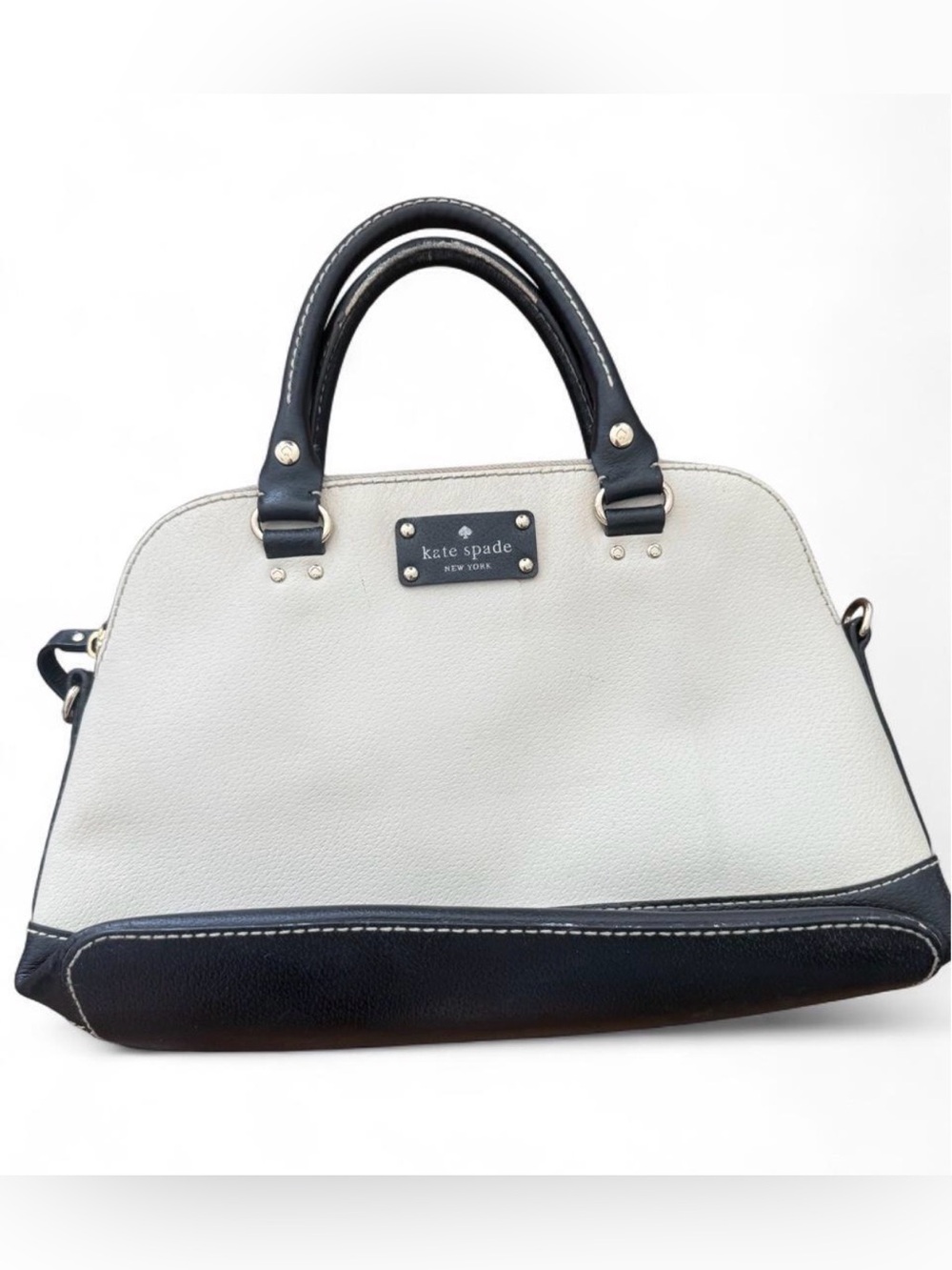Kate Spade Two-Tone White and Black Dome Satchel